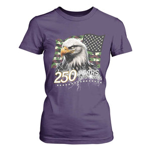 250 Years America Anniversary T Shirt For Women Patriotic Bald Eagle Military Tactical American Flag Camo
