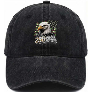 250 Years America Anniversary Washed Cotton Baseball Cap Patriotic Bald Eagle Military Tactical American Flag Camo