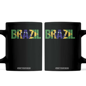 Brazil Brasil Flag Coffee Mug Vintage Distressed Brazil