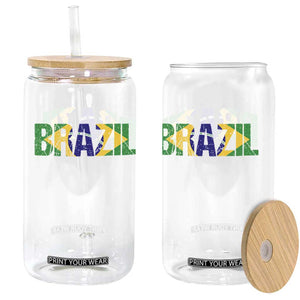 Brazil Brasil Flag Glass Can Vintage Distressed Brazil