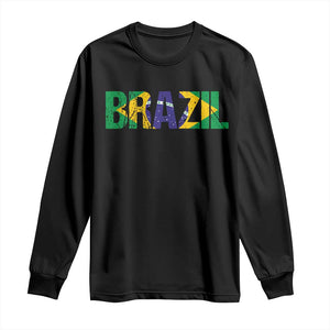 Brazil Brasil Flag Long Sleeve Shirt Vintage Distressed Brazil