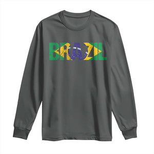 Brazil Brasil Flag Long Sleeve Shirt Vintage Distressed Brazil