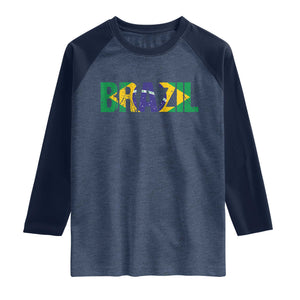 Brazil Brasil Flag Raglan Shirt Vintage Distressed Brazil