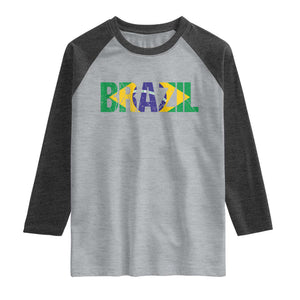 Brazil Brasil Flag Raglan Shirt Vintage Distressed Brazil