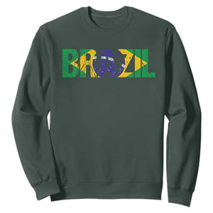 Brazil Brasil Flag Sweatshirt Vintage Distressed Brazil