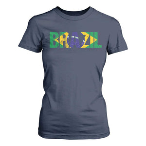 Brazil Brasil Flag T Shirt For Women Vintage Distressed Brazil