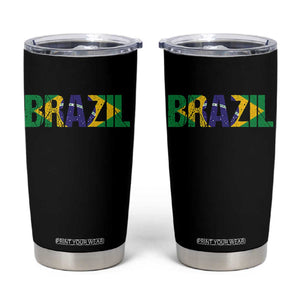 Brazil Brasil Flag Tumbler Cup Vintage Distressed Brazil