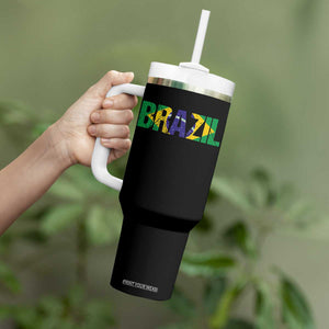 Brazil Brasil Flag Tumbler With Handle Vintage Distressed Brazil