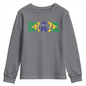 Brazil Brasil Flag Youth Sweatshirt Vintage Distressed Brazil