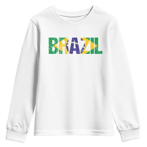 Brazil Brasil Flag Youth Sweatshirt Vintage Distressed Brazil