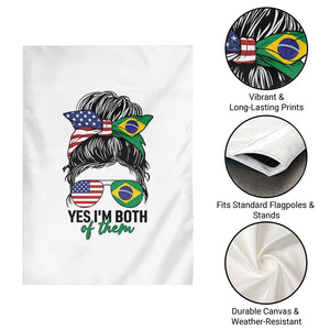 Half American And Brazilian America Brazil Brasil Flag Girl Garden Flag Yes I'm Both of Them