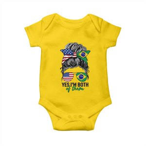 Half American And Brazilian America Brazil Brasil Flag Girl Baby Onesie Yes I'm Both of Them
