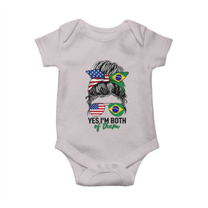 Half American And Brazilian America Brazil Brasil Flag Girl Baby Onesie Yes I'm Both of Them