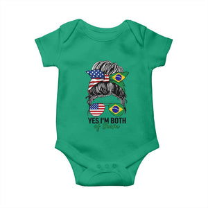 Half American And Brazilian America Brazil Brasil Flag Girl Baby Onesie Yes I'm Both of Them