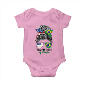 Half American And Brazilian America Brazil Brasil Flag Girl Baby Onesie Yes I'm Both of Them
