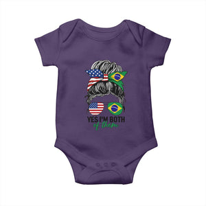 Half American And Brazilian America Brazil Brasil Flag Girl Baby Onesie Yes I'm Both of Them