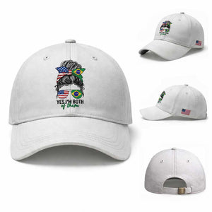 Half American And Brazilian America Brazil Brasil Flag Girl Baseball Cap Yes I'm Both of Them