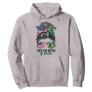 Half American And Brazilian America Brazil Brasil Flag Girl Hoodie Yes I'm Both of Them