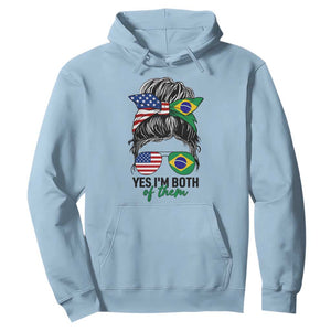 Half American And Brazilian America Brazil Brasil Flag Girl Hoodie Yes I'm Both of Them