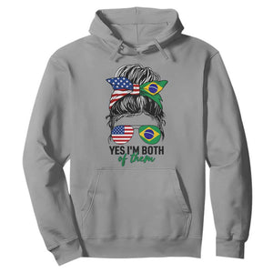 Half American And Brazilian America Brazil Brasil Flag Girl Hoodie Yes I'm Both of Them