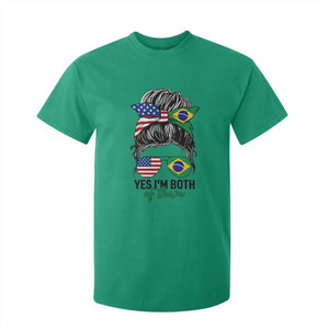 Half American And Brazilian America Brazil Brasil Flag Girl T Shirt For Kid Yes I'm Both of Them