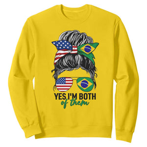 Half American And Brazilian America Brazil Brasil Flag Girl Sweatshirt Yes I'm Both of Them