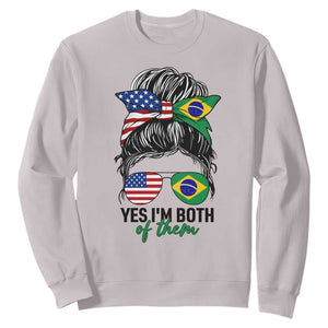 Half American And Brazilian America Brazil Brasil Flag Girl Sweatshirt Yes I'm Both of Them