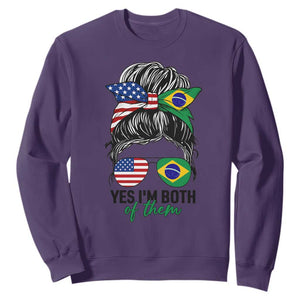 Half American And Brazilian America Brazil Brasil Flag Girl Sweatshirt Yes I'm Both of Them