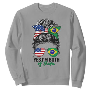 Half American And Brazilian America Brazil Brasil Flag Girl Sweatshirt Yes I'm Both of Them
