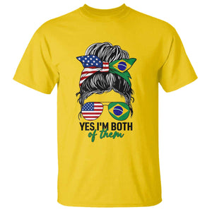 Half American And Brazilian America Brazil Brasil Flag Girl T Shirt Yes I'm Both of Them