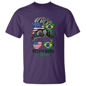 Half American And Brazilian America Brazil Brasil Flag Girl T Shirt Yes I'm Both of Them