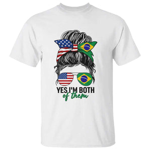 Half American And Brazilian America Brazil Brasil Flag Girl T Shirt Yes I'm Both of Them