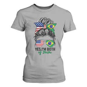 Half American And Brazilian America Brazil Brasil Flag Girl T Shirt For Women Yes I'm Both of Them