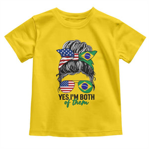 Half American And Brazilian America Brazil Brasil Flag Girl Toddler T Shirt Yes I'm Both of Them