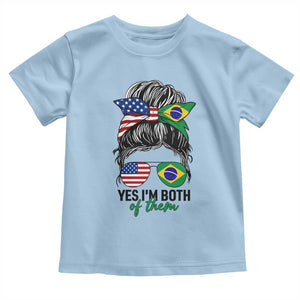 Half American And Brazilian America Brazil Brasil Flag Girl Toddler T Shirt Yes I'm Both of Them