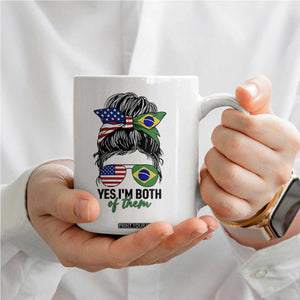 Half American And Brazilian America Brazil Brasil Flag Girl Coffee Mug Yes I'm Both of Them