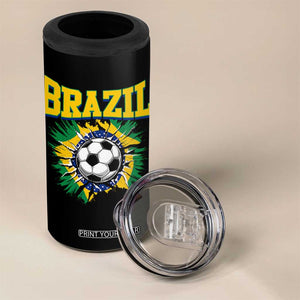 Brazil Soccer Fan 4 in 1 Can Cooler Tumbler Brazilian Football Game Day Fan