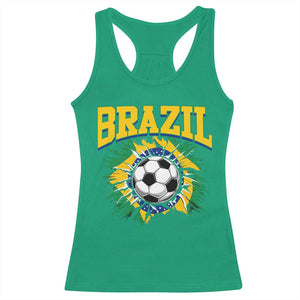 Brazil Soccer Fan Racerback Tank Top Brazilian Football Game Day Fan