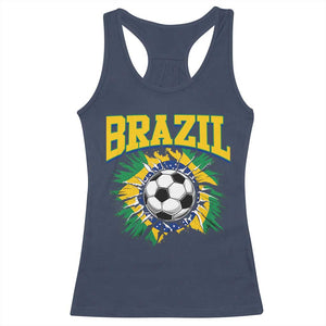 Brazil Soccer Fan Racerback Tank Top Brazilian Football Game Day Fan