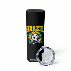 Brazil Soccer Fan Skinny Tumbler Brazilian Football Game Day Fan