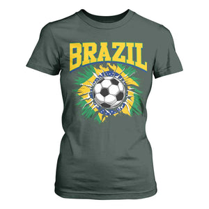 Brazil Soccer Fan T Shirt For Women Brazilian Football Game Day Fan