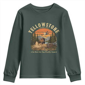 Yellowstone Do Not Pet The Fluffy Cows Youth Sweatshirt Funny Bison Meme Wildlife Lover Gift