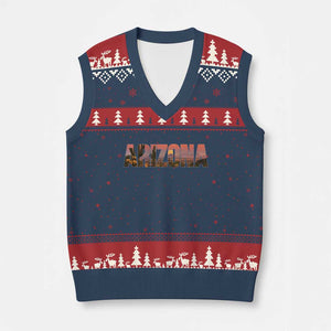 Arizona Photo Landscape Cactus Dessert Mountains Nature V-Neck Knit Sweater Vest