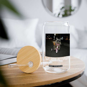 We Ride at Dawn Glass Can Funny Racoon Riding Tricycle Chaotic Meme