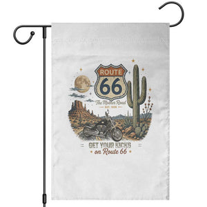 Highway 66 Get Your Kicks Centennial Road Trip Garden Flag Vintage 1976 American Cruiser Motorcycle Lover 100th Anniversary Gift