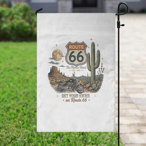Highway 66 Get Your Kicks Centennial Road Trip Garden Flag Vintage 1976 American Cruiser Motorcycle Lover 100th Anniversary Gift