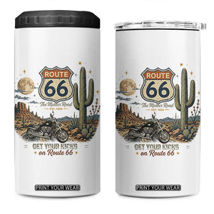 Highway 66 Get Your Kicks Centennial Road Trip 4 in 1 Can Cooler Tumbler Vintage 1976 American Cruiser Motorcycle Lover 100th Anniversary Gift