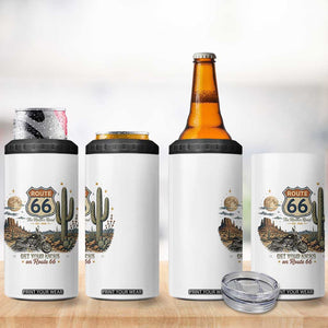 Highway 66 Get Your Kicks Centennial Road Trip 4 in 1 Can Cooler Tumbler Vintage 1976 American Cruiser Motorcycle Lover 100th Anniversary Gift