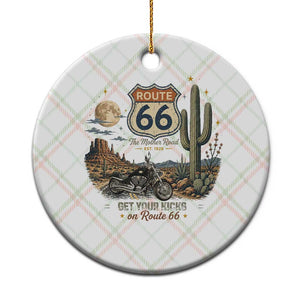 Highway 66 Get Your Kicks Centennial Road Trip Ceramic Ornament Vintage 1976 American Cruiser Motorcycle Lover 100th Anniversary Gift