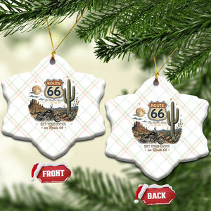 Highway 66 Get Your Kicks Centennial Road Trip Ceramic Ornament Vintage 1976 American Cruiser Motorcycle Lover 100th Anniversary Gift